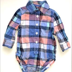 Oshkosh b'gosh Plaid Front Button Bodysuit 3M